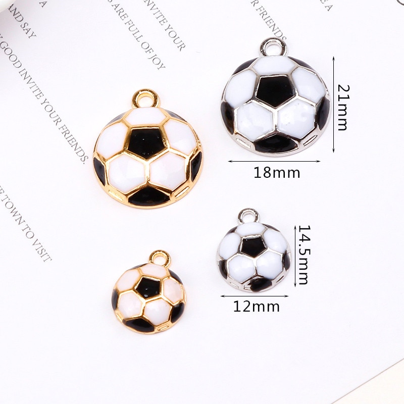 Breloques en émail pour Sport, Football, pendentif, bracelets, bijoux, DIY, artisanat plus à la , 12mm 18mm, 10 pièces/lot