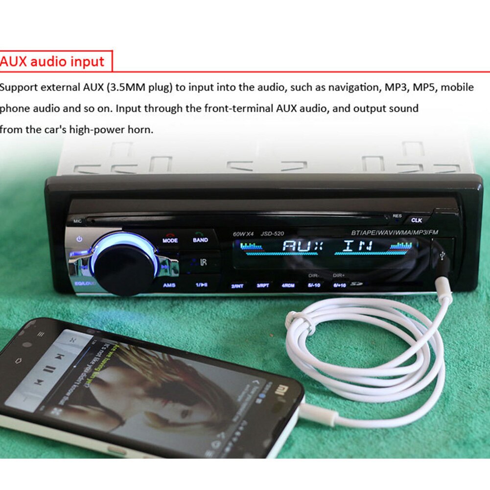12V Bluetooth Car Stereo FM Radio MP3 Audio Player ChargerB SDX Auto Electronics Subwoofer In-Dash 1 DIN Autoradio