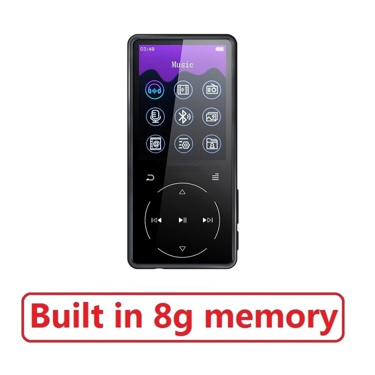 Nuovo Metallo RUIZU D16 Portatile Bluetooth Lettore MP3 Schermo da 2.4 pollici 8gb/16gb HiFi Giocatore di Musica di Sostegno FM, la registrazione, E-Book,Video: black 8G