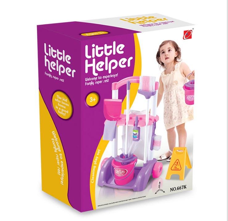 Children's pretend play house blocks little helper simulation clean kit broom mopping vacuum cleaner sanitary washing machine: 667K WITH RETAIL BOX