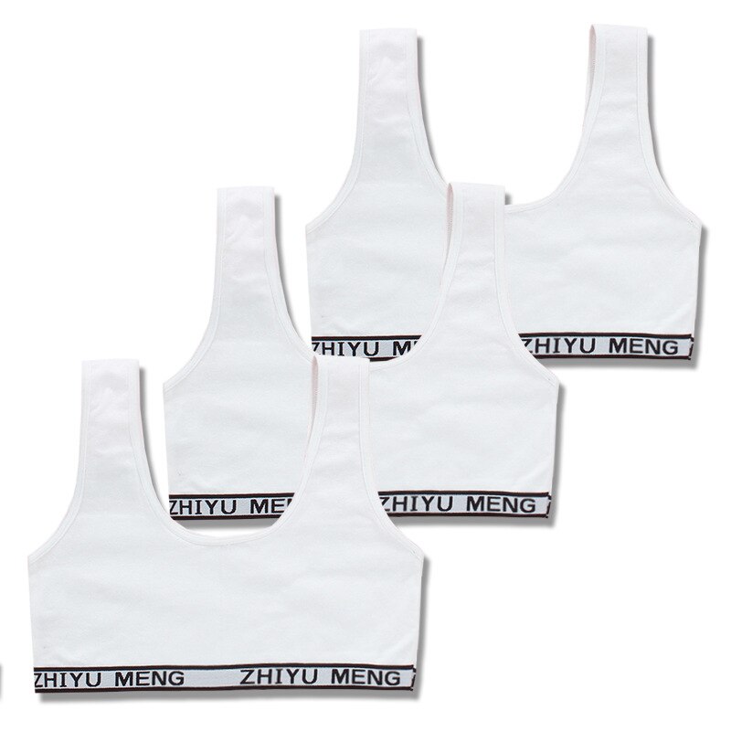 Dolescente – soutien-gorge Double couche avec lettres de soins du sein pour enfants, sous-vêtements de Sport pour adolescentes de 6 à 12 ans, 3 pièces: 007