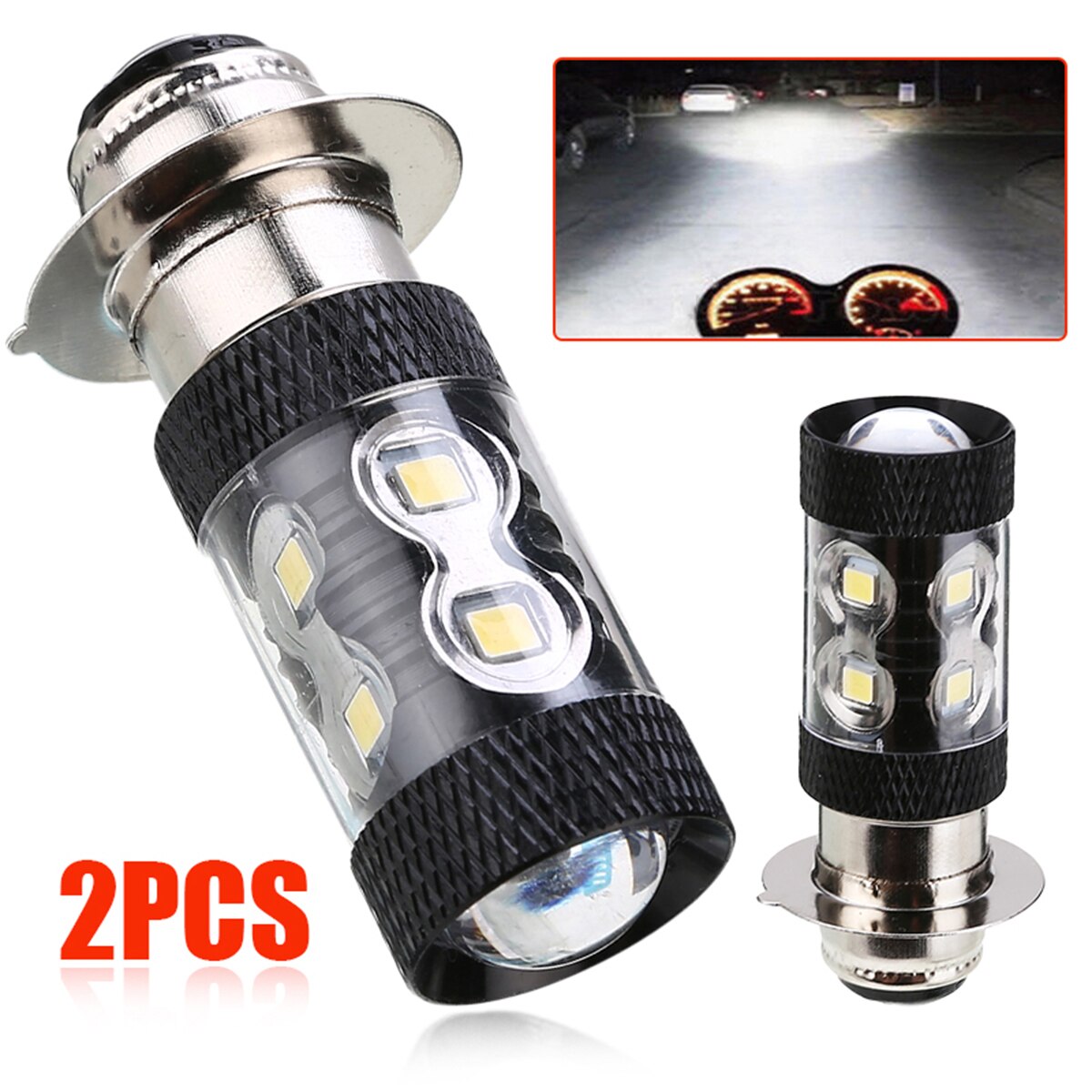 ATV Parts &amp; Accessories For Honda TRX 250 300 400 450 700 2x H6M 50W White LED HeadLight Bulb Mayitr