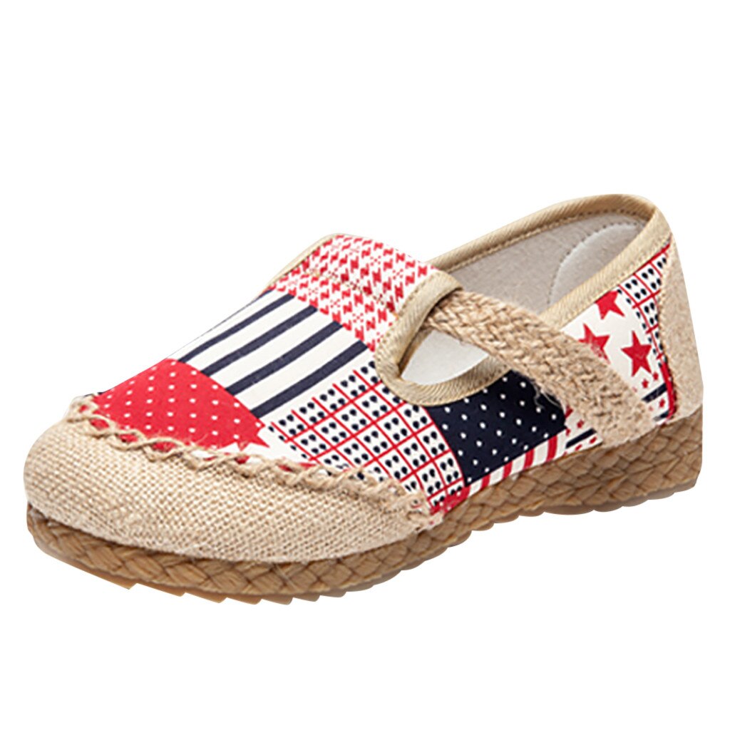 обувь женская Shoes Women's Casual Round Toe Comfortable breathable Loafers Cloth zapatos de mujer %50: Red / 37