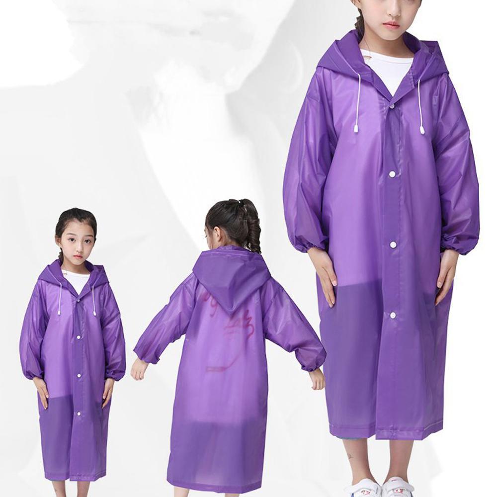 Material EVA, buena suavidad y elasticidad de goma, Poncho de chubasquero EVA para la lluvia, Sudadera con capucha transparente, impermeable, niño no desechable FD: Púrpura