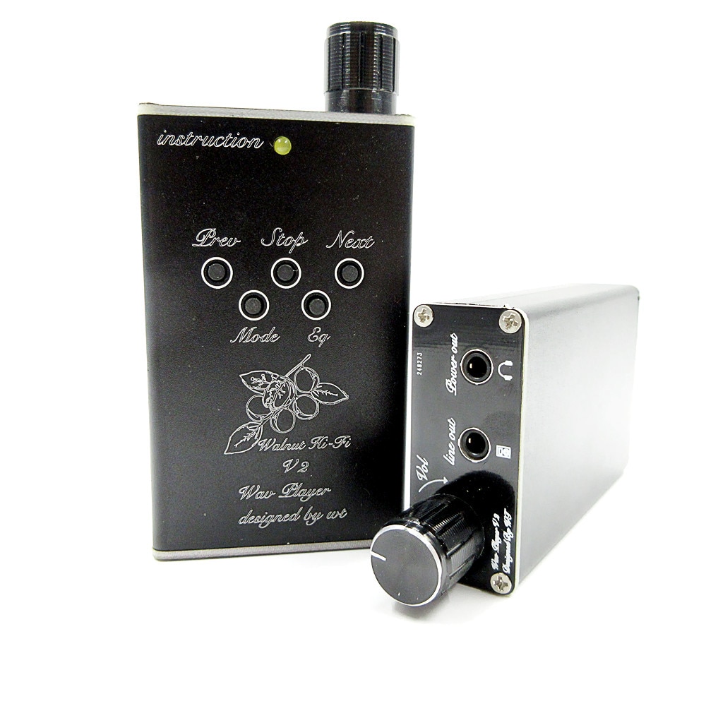 Walnut V2S MP3 Original con cabeza plana, auricular sin pérdidas, música MP3, reproductor de música HiFi, compatible con la expansión de la tarjeta TF de 32GB