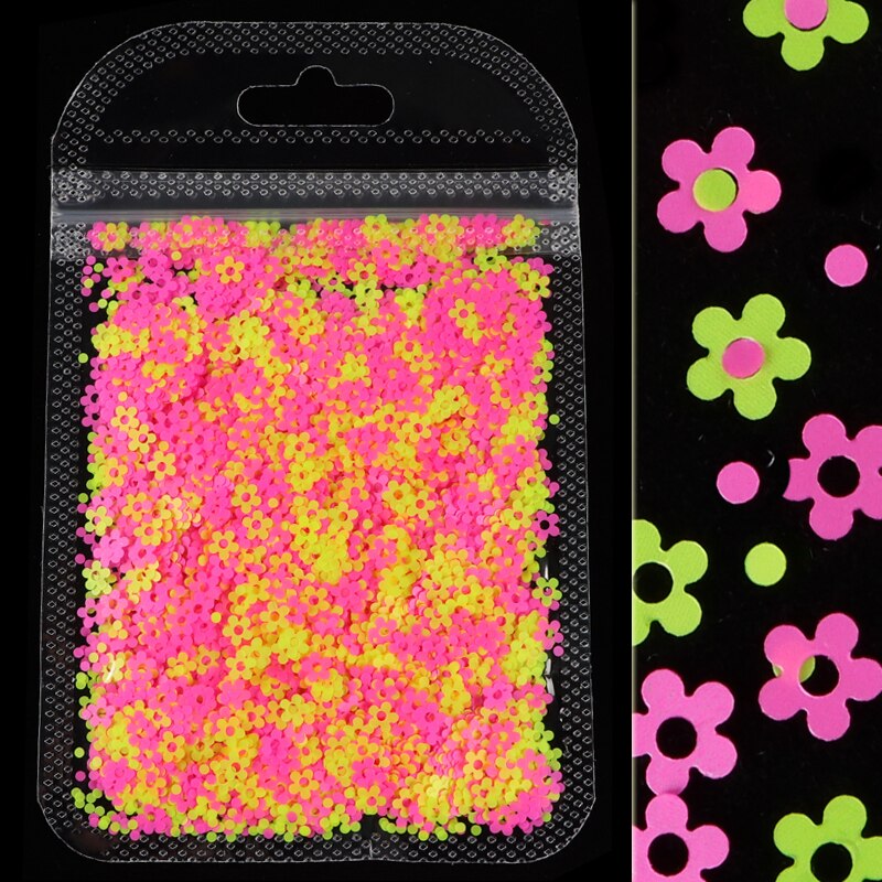 4MM Neon Flower Nail Art Sequins Decoration Fluorescence Glitter Flakes Sparkly Mixed Colors Slices Polish Manicure Accessories: YGMH-FH