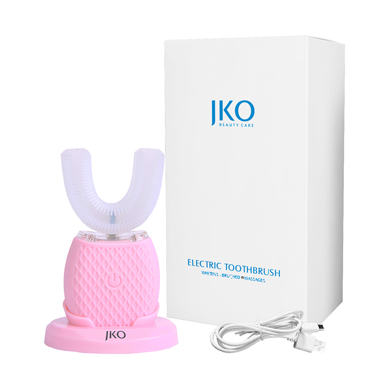 Xiaomi-cepillo de dientes eléctrico inteligente para niños, dispositivo de limpieza dental automático con carga inalámbrica, 360 grados, de silicona blanqueadora: Rosa