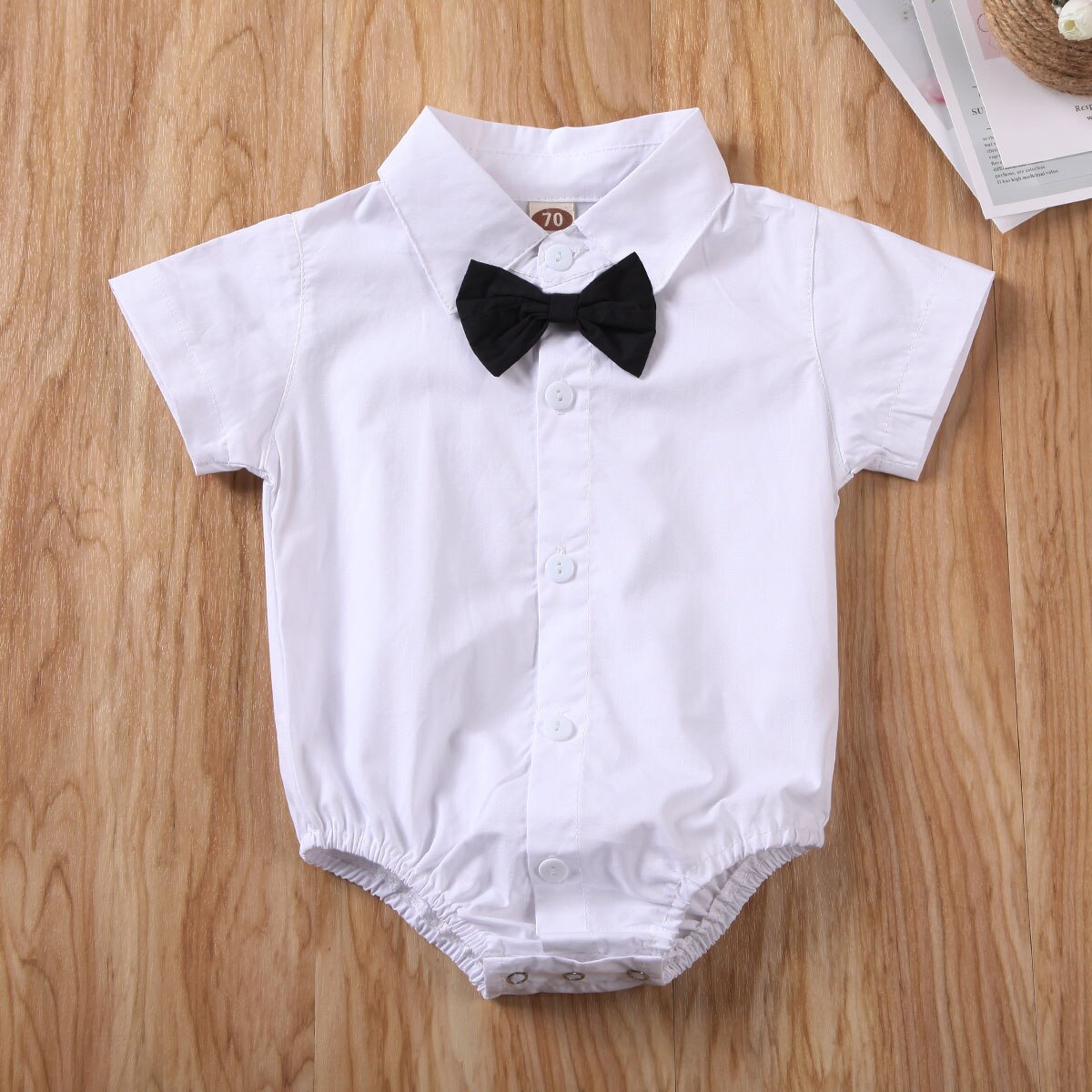 Pasgeboren Baby Jongens Outfits Jumpsuit Zomer Kleding Gentleman Strik Tie Bodysuit Lange Mouwen Kleding