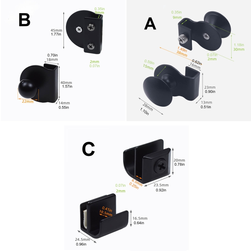 Glass Door Handle/Clamp Glass Showcases Cabinet Drawer Metal Pulls No Drilling