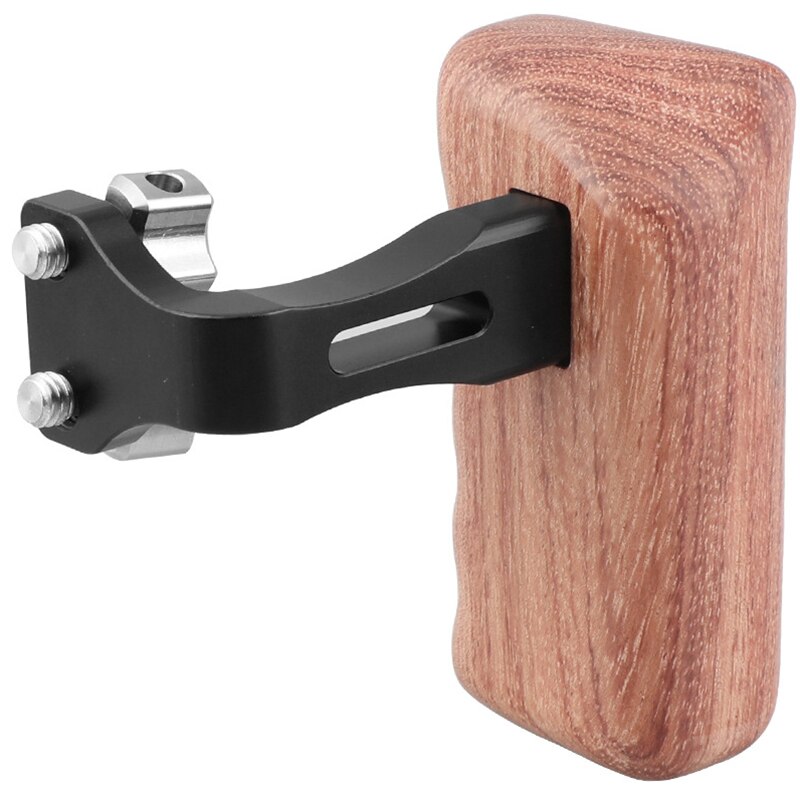 Full-Houten Hand Grip Medium Size Met 1/4 Inch-20 Duimschroef Knop Linkerkant Voor Dslr Camera Kooi rig