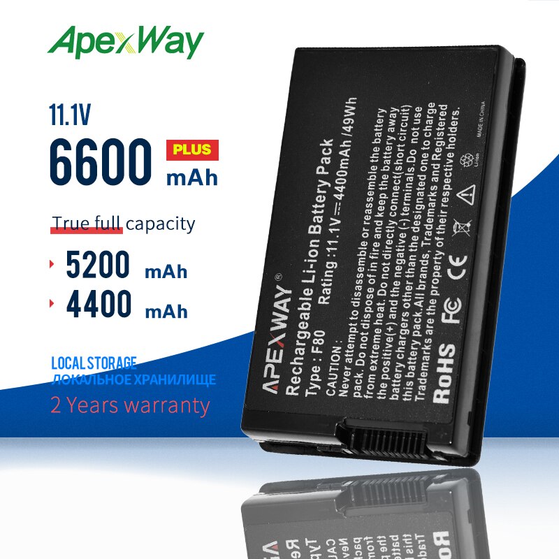 Apexway A32-F80 Batterie für Asus F80 F80Cr F80s F81 F81E F81Se F83 F83E F83S F83T F83V K41 K41E K41S X61 x61G X61GX X61Q X61S