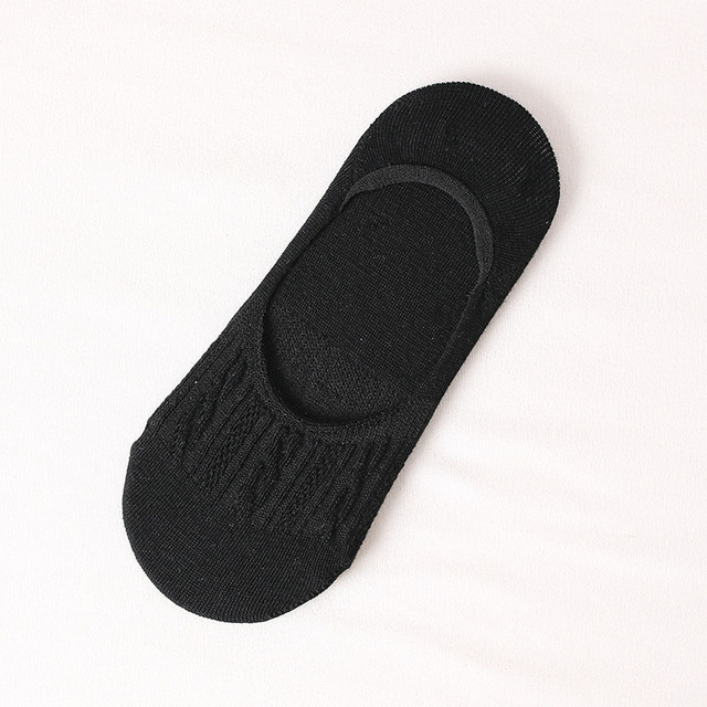 Women Socks Lady Casual Breathable Ankle Boat Socks Girls Invisible Non-slip Cotton Socks Women Low Cut Socks: Black