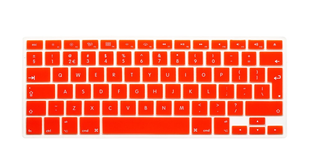 Eu layout engelsk tastatur cover silikone skin til macbook pro 13 " 15 " 17 " (med eller uden retina display) og macbook air 13 ": Orange