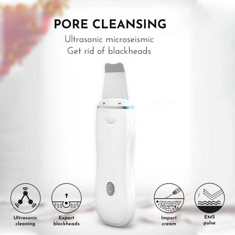 Ultrasonic Skin Scrubber Vibration Deep Face Cleaning Machine Peeling Shovel Facial Pore Cleaner Ion Skin Scraper Face Scruuber