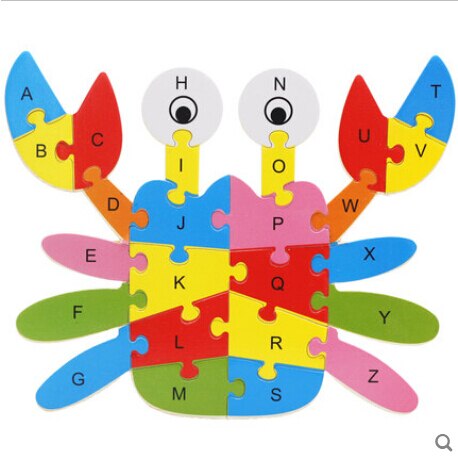 Holz Tier Elefanten Dinosaurier ABC Alphabet Lernen Puzzles Jigsaw Intelligenz Spiele Spielzeug Für Kinder Kinder: Blau