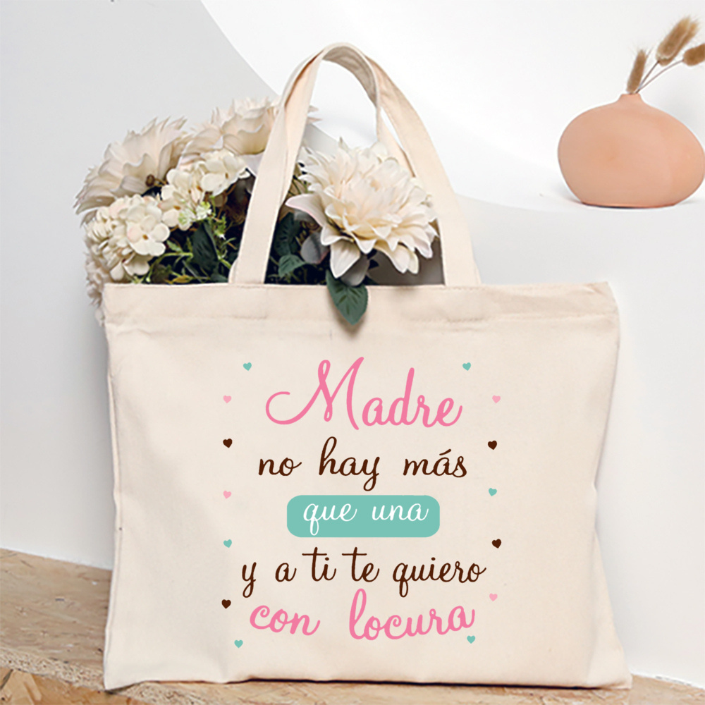 Tengo una mejor mamá del mundo, bolso de hombro estampado para mujer, bolso de lona, bolsos de compras para mujer, de cumpleaños para el día de la madre: Azul cielo