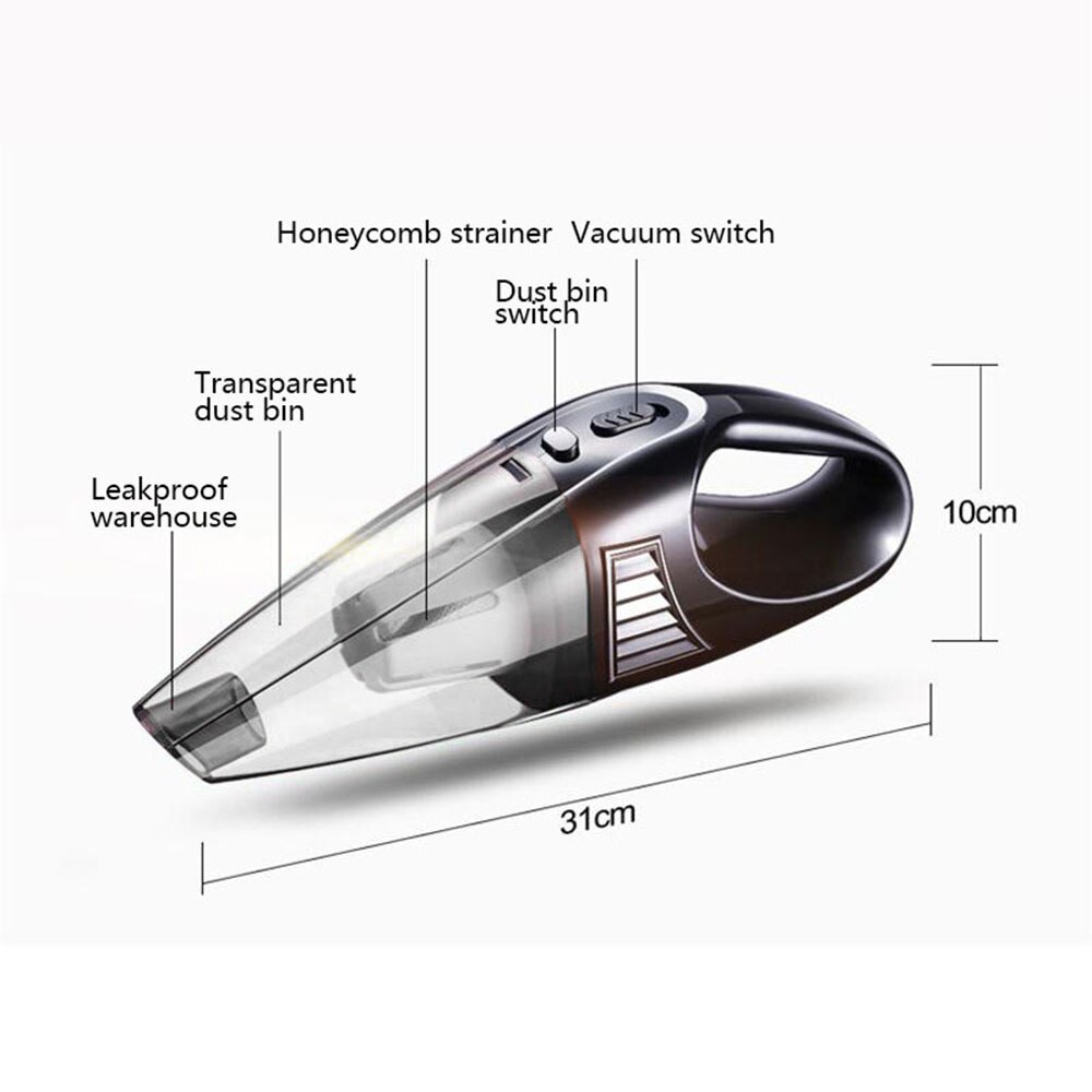 3800pa 100W Household &amp; Car Vacuum Cleaner Portable Cigarette Lighter USB Rechargeable Mini Handheld Vacuum Cleaner for Home Car