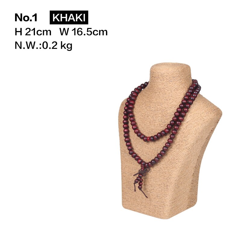 Hanf Seil Halskette Display Stand Halter Nizza Neue Halskette Aufhänger Schmuck Display Büste Modell Rack: No.1 Khaki