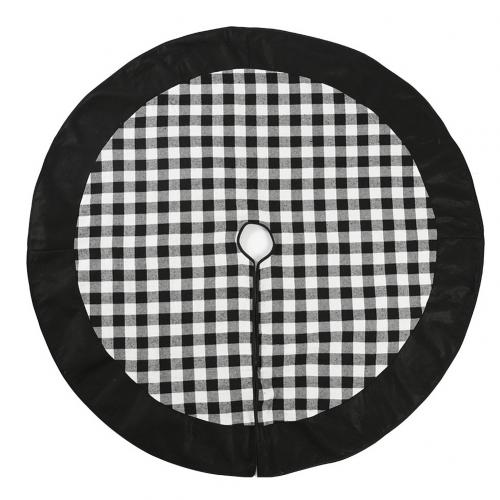 120Cm Ronde Kerstboom Rok Dikke Zwart Wit Plaid Patroon Kerstboom Rokken Floor Mat Tapijt Kerstversiering: Default Title