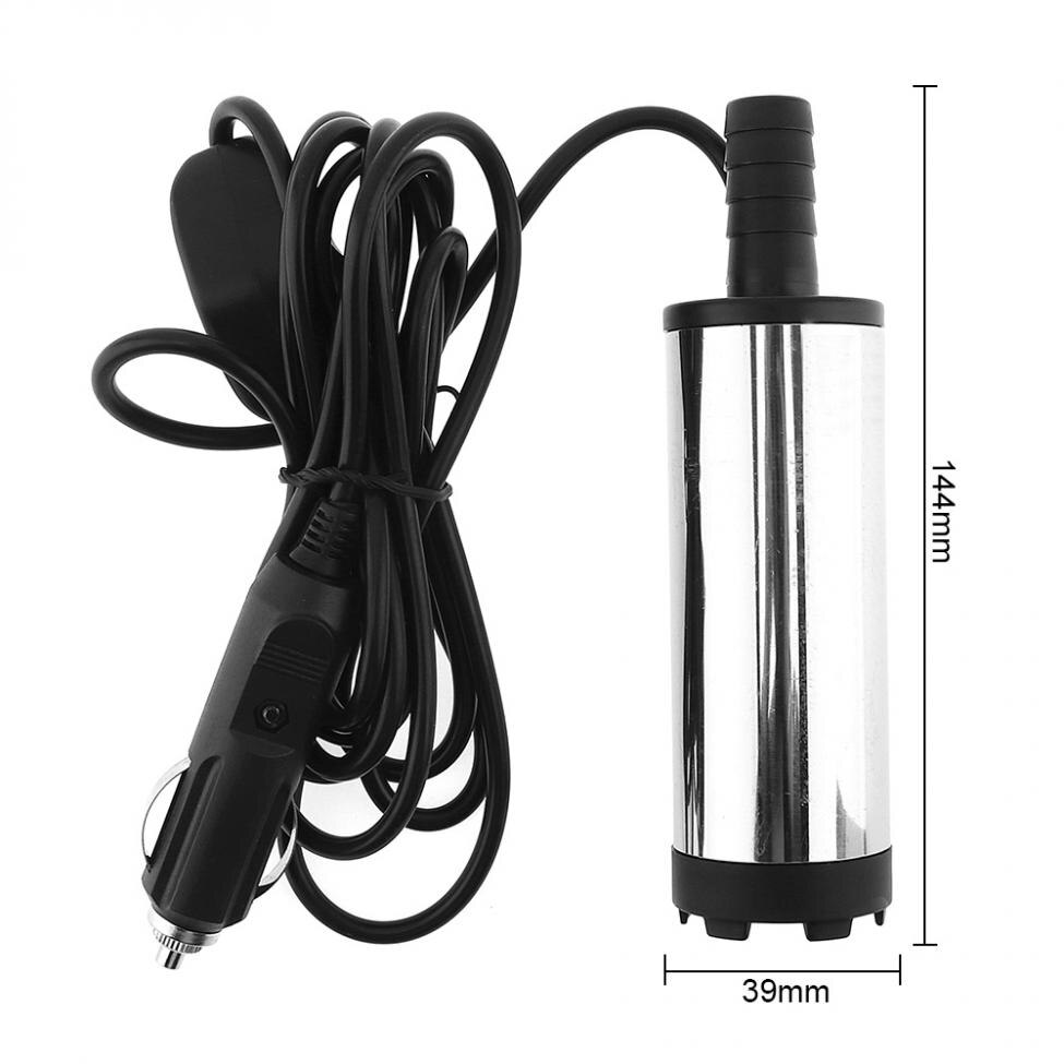 DC 12V Universal 38MM Portable Stainless Steel Car Electric Submersible Pump Fuel Water Oil Barrel Pump with Car Charger