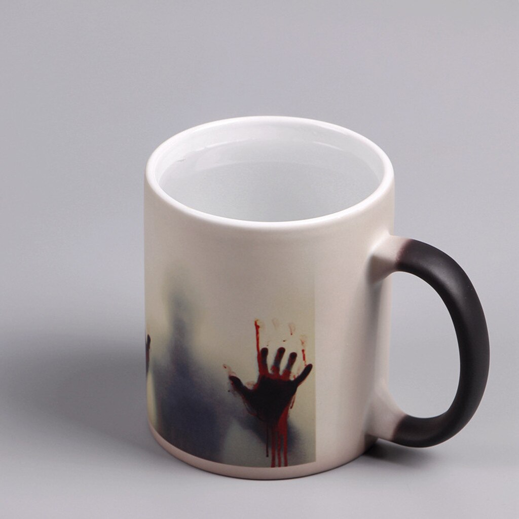 Color Changing Mug Blood Handprint Cup Thermal Color Changing Coffee Cup Beer Mug Tea Glass Whiskey Glass Cups