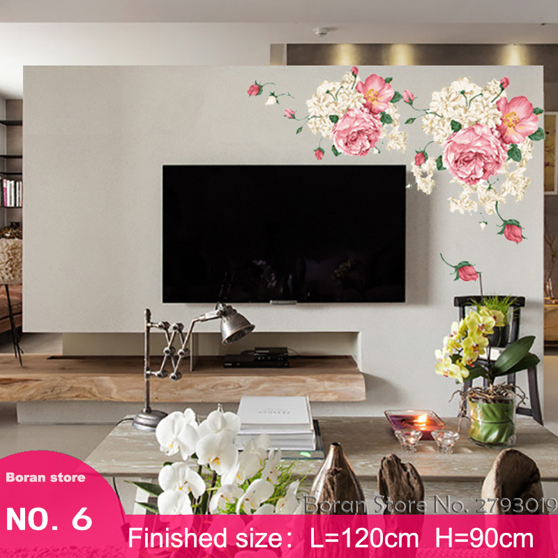 9 slags store lysblomster vægklistermærker træfugl boligindretning til sofa tv kinesisk stil boligindretning til soveværelse stue: 06