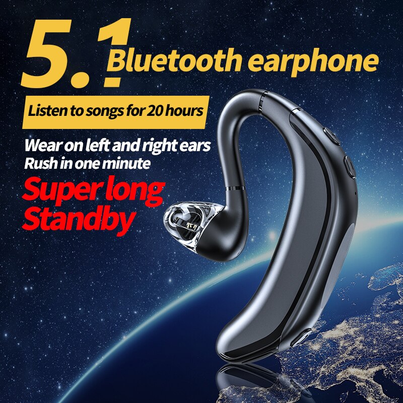 Einseitig hängendes kabelloses bluetooth-headset mit mikrofon, bluetooth-stereo-headset mit sport-headset für den business-bereich