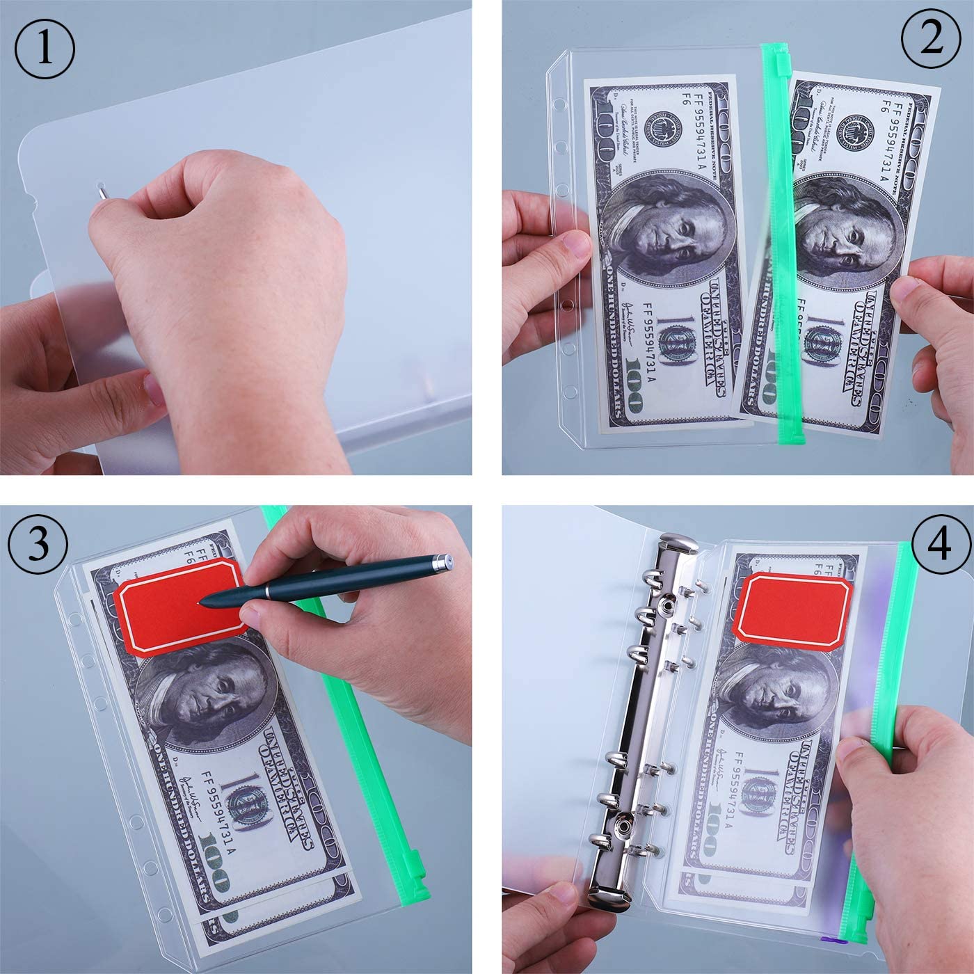 2pcs/lot File Organizer Storage Folder Standard Transparent PVC Loose Leaf Pouch with Self-Styled Zipper Filing Binder Document