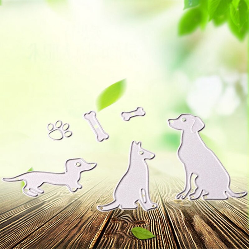 1 setti lovey dogs metallinleikkausmuotit stensiilit tee se itse koiran jalanjälki luu albumi askartelu kohokuviointi leikkausleikkaus meistit paperinleikkausmallit