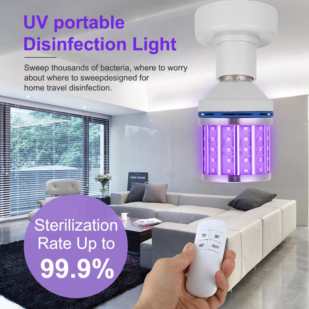 30W/80W UVC Ozone Germicidal Lamp Corn Lamp Timing Remote Control Ozone Portable Disinfection UV Sterilizer Mites Light