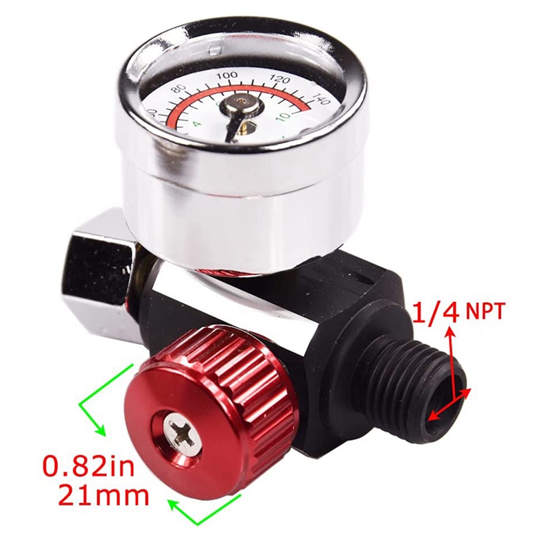 2 PCS 1/4 Inch-NPT Air Pressure Regulator Kit Air Adjusting Valve Regulator with Gauge for Spray and Pneumatic Tools