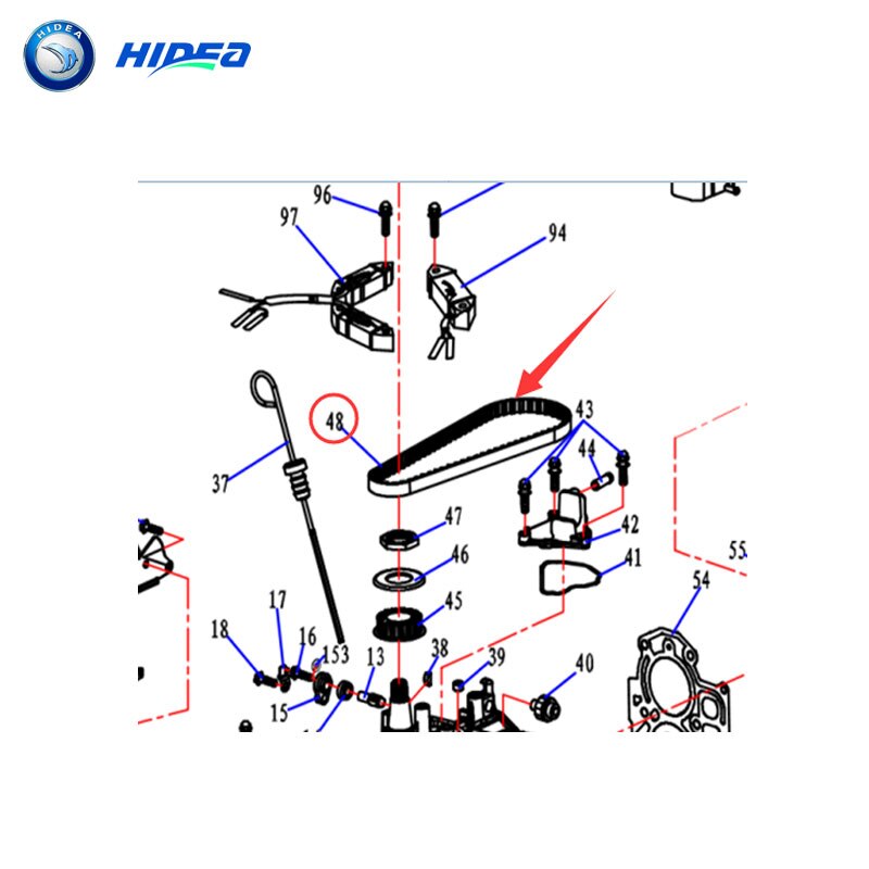 Hidea gürtel 4 Hub 15HP Für Stiefel Motor- F15 YMH 66M-46241-00-00 Außenbordmotor F15-01.03.00.25