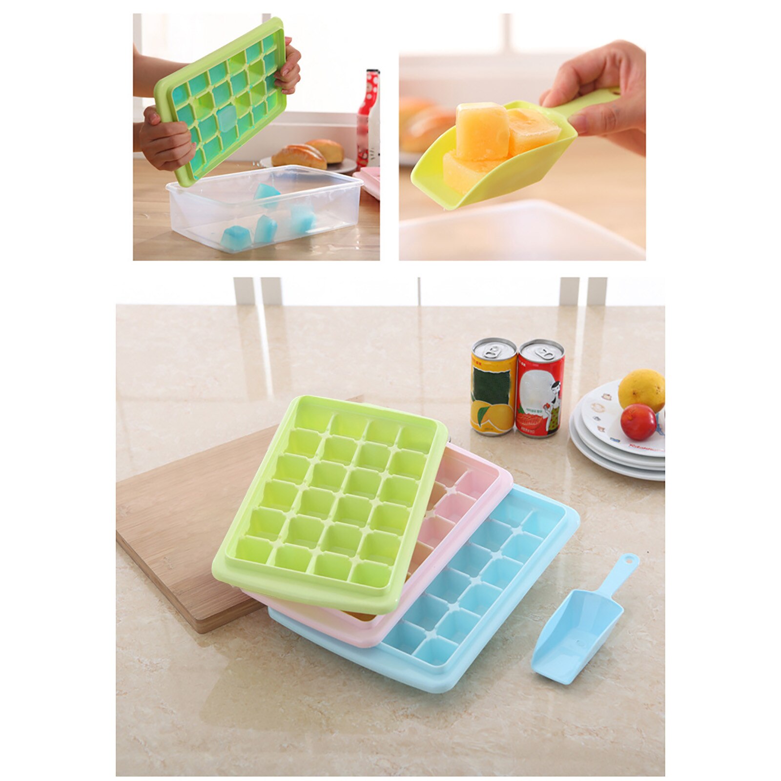 24 Grid Ice Cube Mold Silicone Ice Cube Tray Square Ice Tray Mould Easy Release Silicone Ice Cube Form Bar Kitchen Accessories