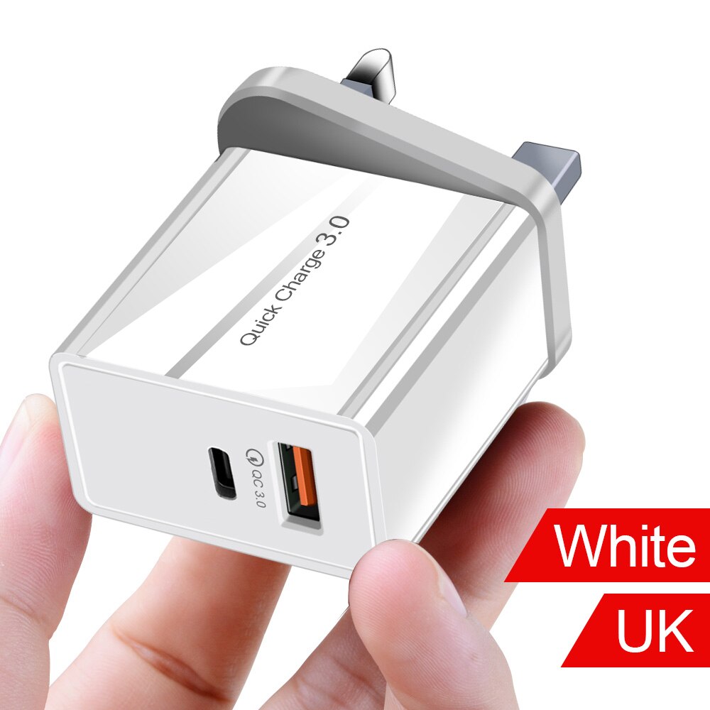 Olaf 36W Usb Charger Quick Charge 4.0 Pd 3.0 Fast Charger Us Eu Plug Adapter Supercharger Voor Iphone 11 pro X Xr 8 Xiao Mi Mi 9: UK White