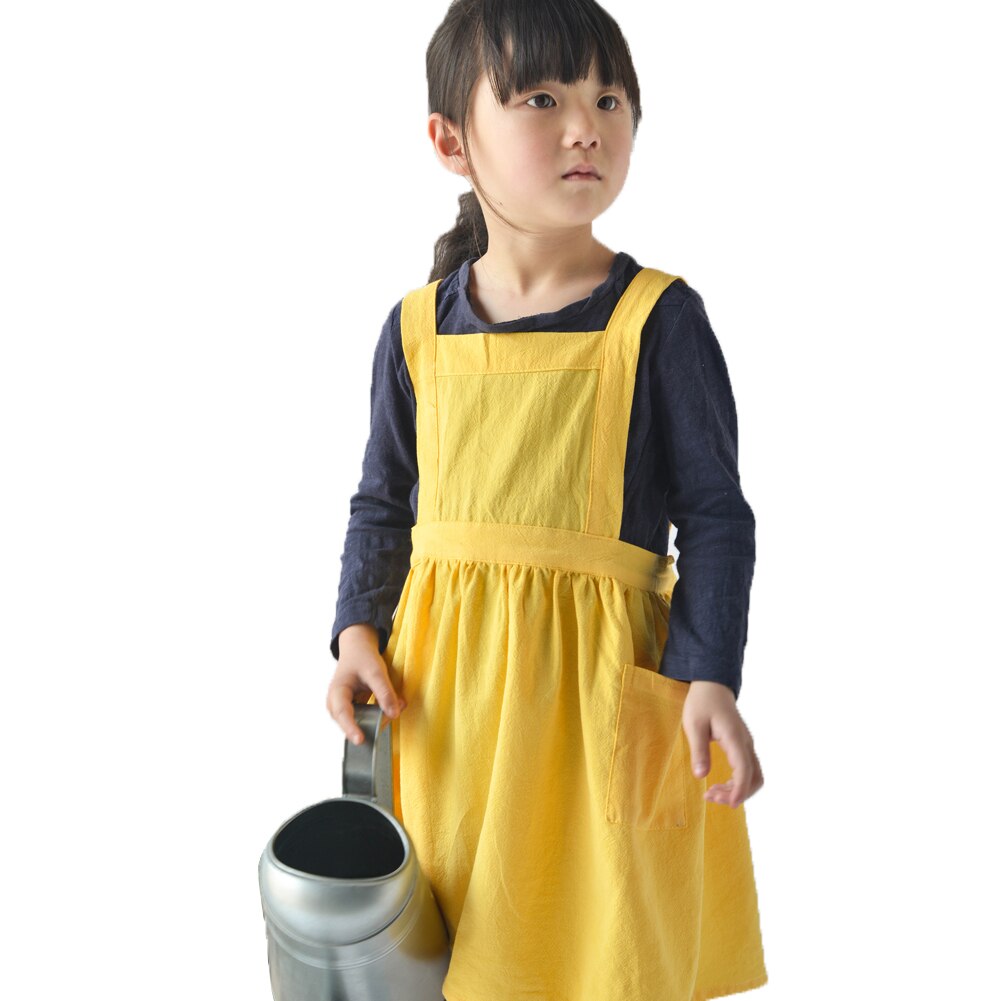 AA Kids-delantal japonés de algodón y lino para publicidad, uniforme de cocina para hornear con bolsillo: D / S