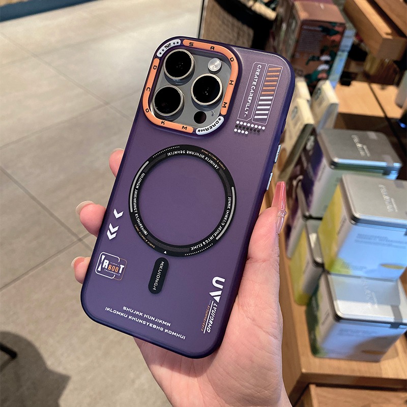 Capa magnética fosca Magsafe para iPhone, dupla cor, capa resistente à choque, fosco, ultra fino, iPhone 15, 14, 13 Pro Max, 12, 15Pro, 14Pro: Vinil / CÉU AZUL