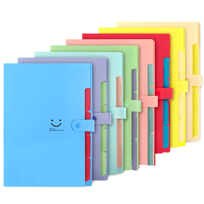 8Pcs Ausbau Datei Ordner, 5 taschen A4 Brief Größe Snap Verschluss Kunststoff Akkordeon Dokument Veranstalter für Schule und Offic