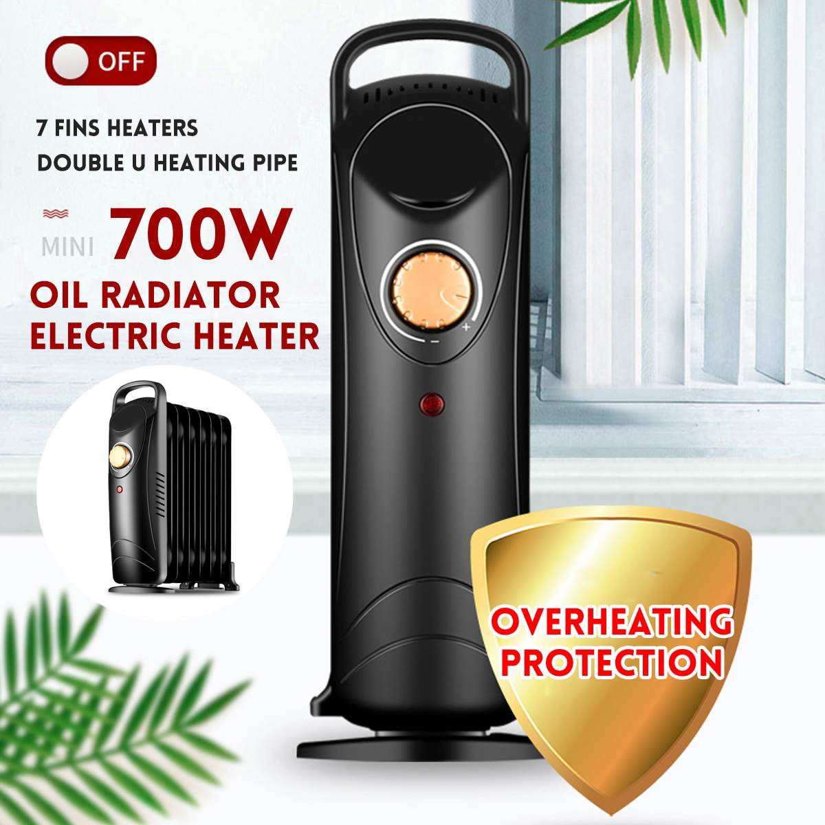 Olie Radiator Elektrische Kachel 700W Mini Draagbare Kachel Voor Thuis Woonkamer Ruimte Warmer Air Heater