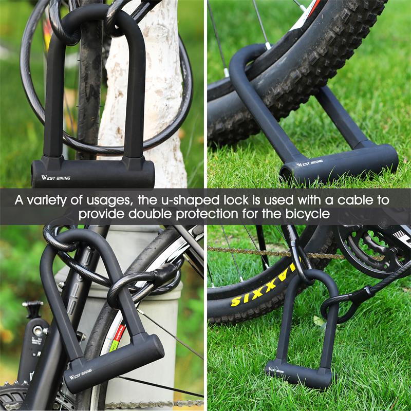 Bicycle U Lock Anti-theft Steel Safety Motorcycle Scooter Cycling Lock MTB Road Bike Wheel Lock 2 Keys Bike Lock Heavy Duty