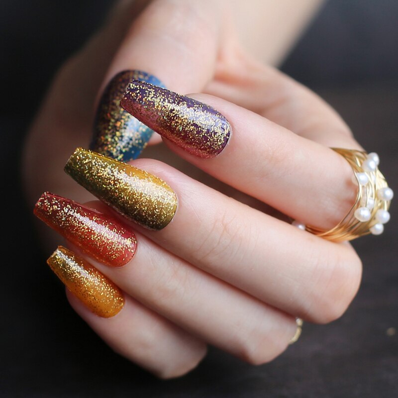Faux-ongles en rose lavande, accessoire de manucure pour ballerine, longs et en fleurs: S-112