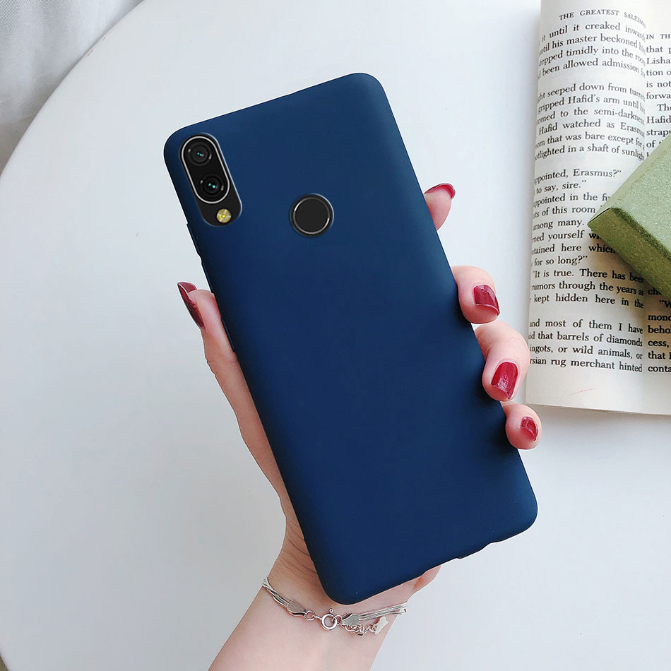 Case Voor Xiaomi Redmi Note 7 Case Volledige Bescherming Siliconen Matte Telefoon Gevallen voor Xiaomi Redmi 7 Note 7 7s Note7Pro Back Cover: Katoenen stof / Dark Blue