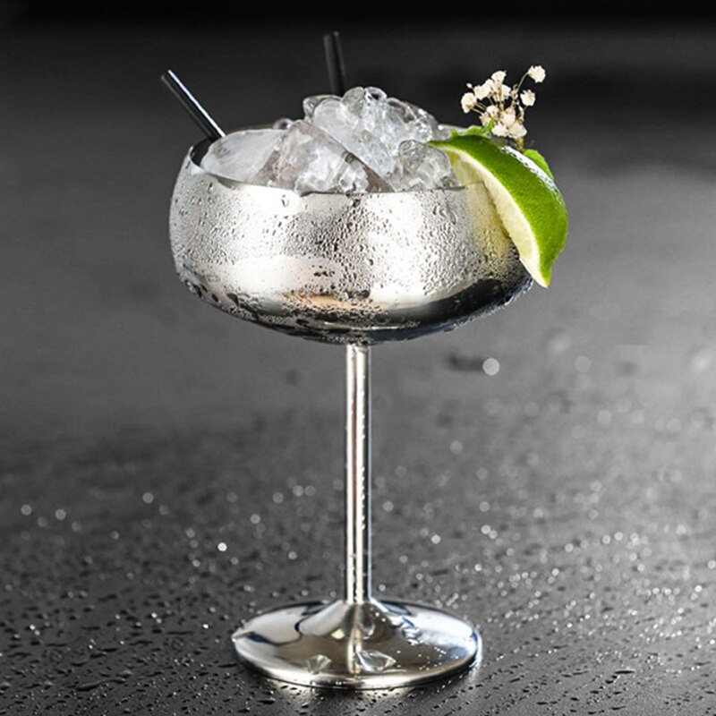 1 stk luksus 304 rustfritt stål cocktailglass cocktail juice drikke champagne beger fest barutstyr kjøkkenverktøy sølv