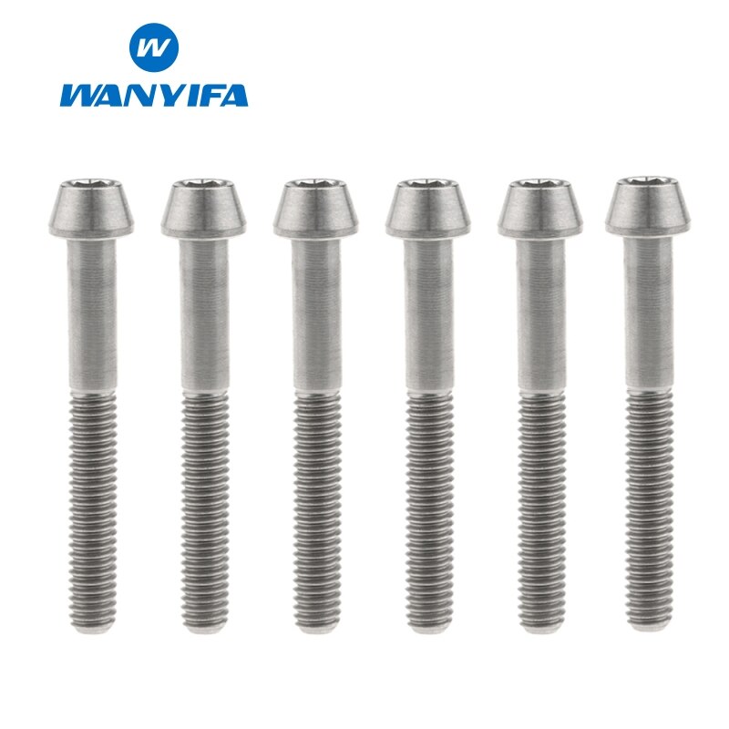 6PCS M5 Titanium Ti Bolts M5X25 30 35 40mm Inner Hexagon Tapered Head Bolt for Bike Bicycle Cycling Accessories Fastener Screws: M5x40 Silver