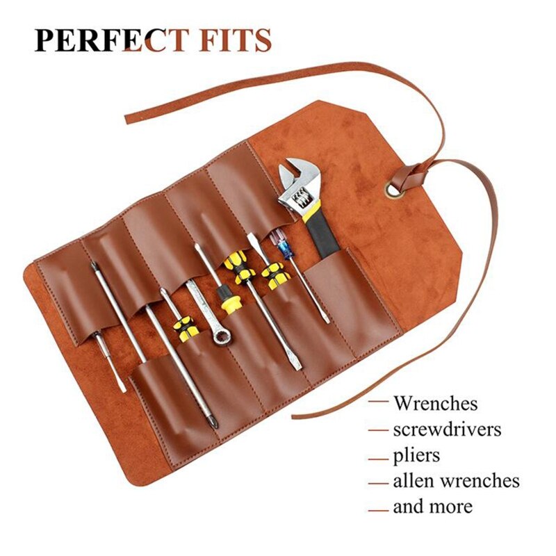 Leather Small Tool Roll Multi Function Bicycle Mechanic Repair Tool Kit Bag