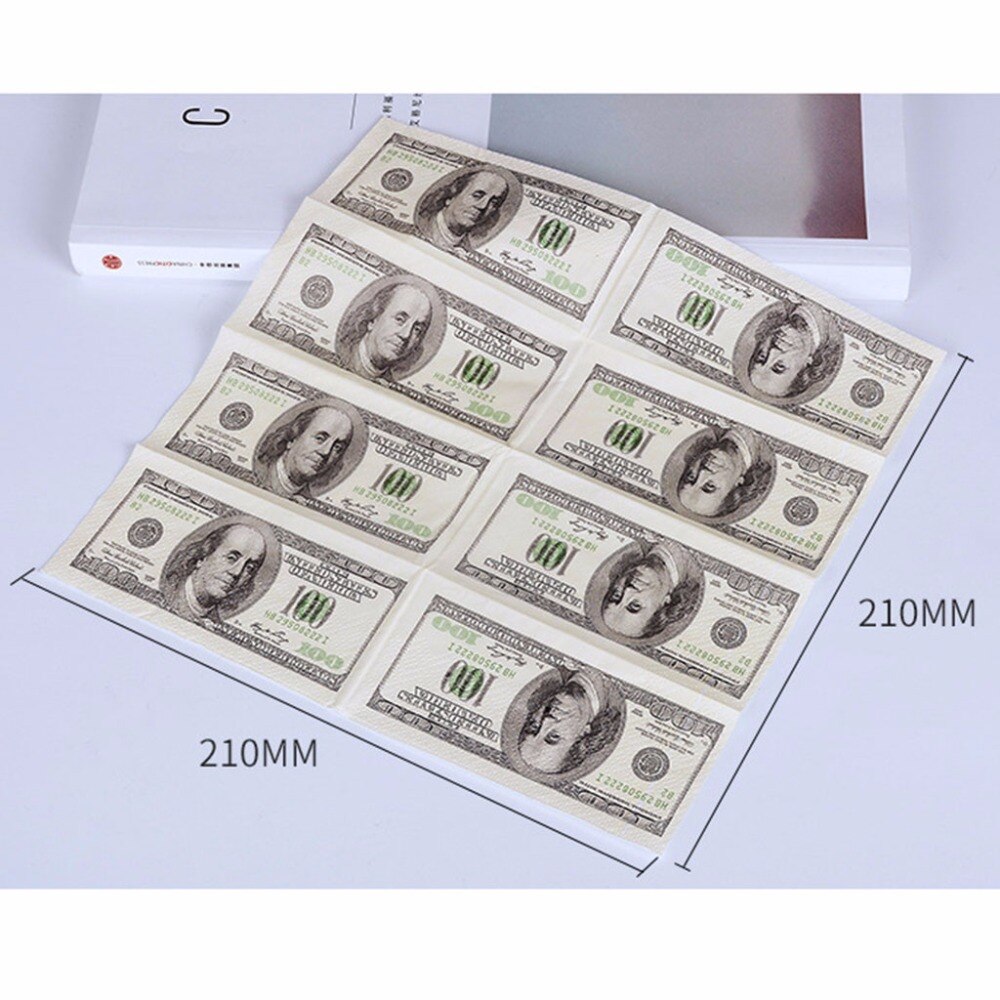 10 Packs Napkin Paper 100 Dollar Raw Wood Pulp Facial Tissue Handkerchief Sanitary Paper Disposable Party Tableware