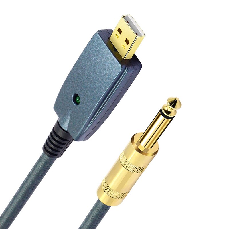USB to Guitar Cable Interface Male to 6.35mm Jack Electric Guitar Accessories Audio Connector Cord Adapter