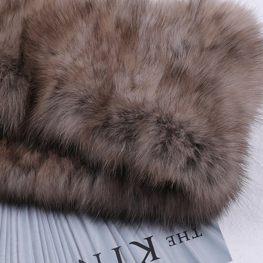 Wysokiej klasy jakości damska 100% prawdziwe sobole futro z dzianiny nieskończoność szalik szalik pani pierścień szaliki Neckwarmer opaski osłona elastyczne