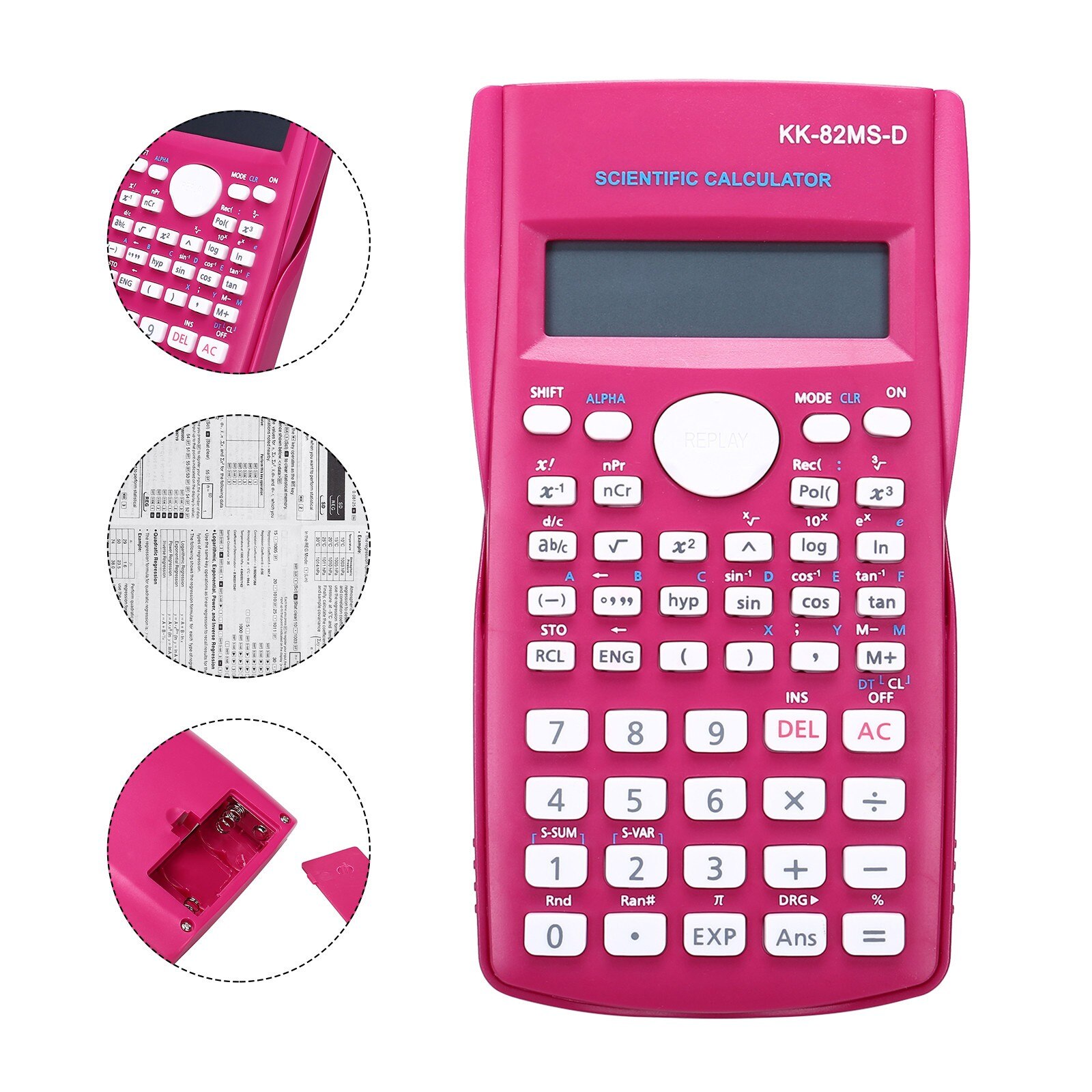 Portable Scientific Calculator Stationery School Office Engineering Multifunction School Engineering Stationery Scientific Tool: Hot Pink 