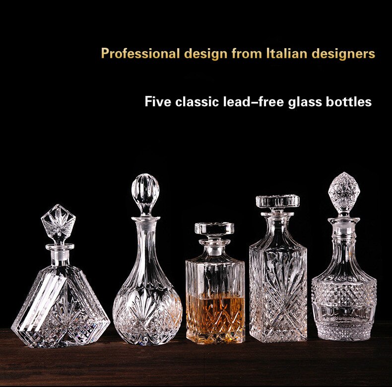 Grote Glazen Wijn Creatieve Fles Binnenlandse Whisky Fles Met Bar Deksel Voor Bar Serveerster Naar Smaak Crystal Fles Glas Set