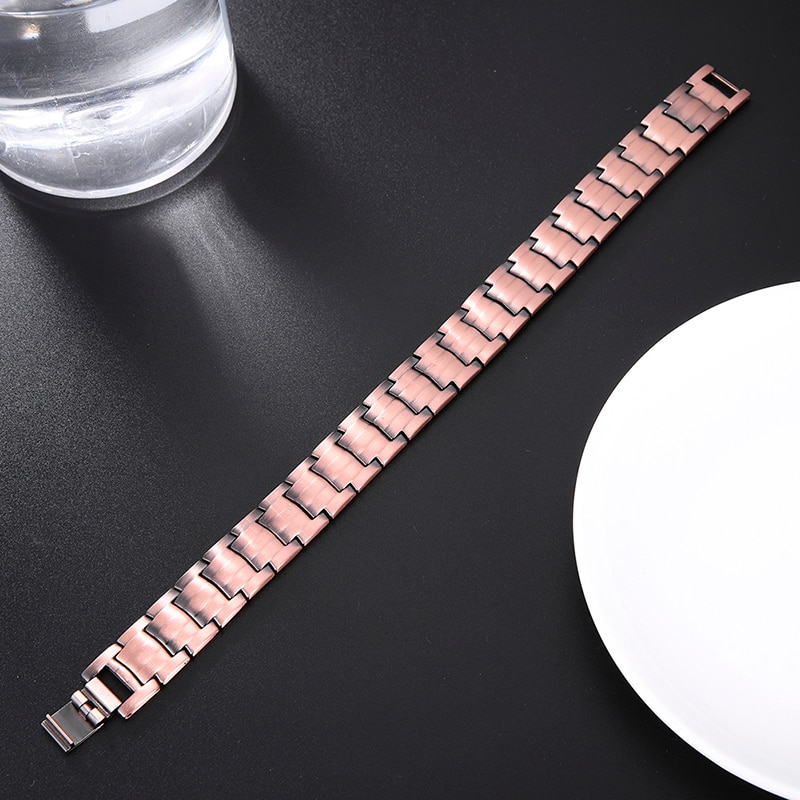 Cazador Copper Magnetic Therapy Bracelet Pain Relief for Arthritis Wrist Band Bracelet Male Chain Link Vintage Energy Bracelet